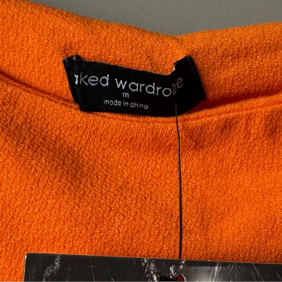 NAKED WARDROBE LONG SLEEVE ONE SHOULDER CROP TOP SIZE MEDIUM ORANGE - Picture 4 of 6
